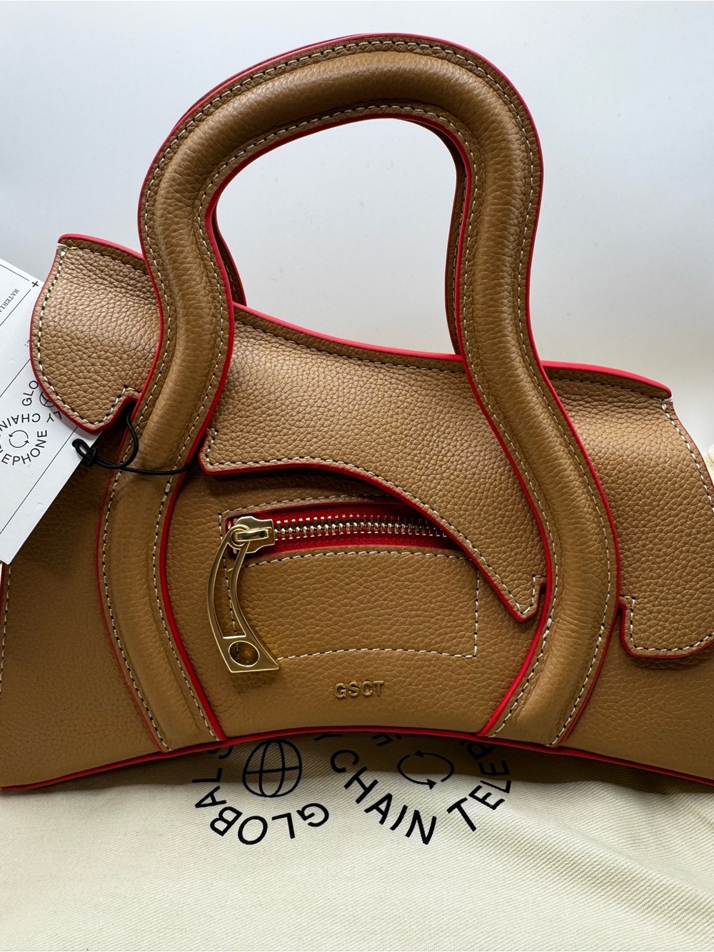 MSCHF Global Supply Chain Telephone GSCT Handbag Fawn Tan Red NWT
